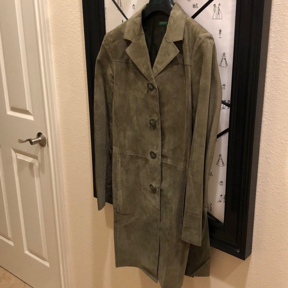 Benetton olive green suede jacket